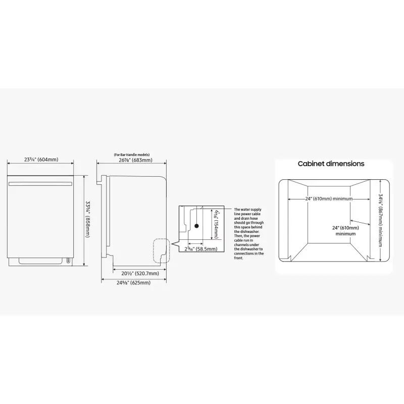 Samsung Lavaplatos de acero inoxidable empotrable de 24" dw80cg4021